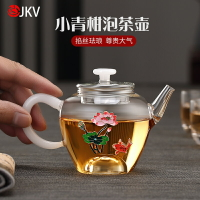 jkv玻璃泡茶壺紅茶壺迷你加厚過濾花茶壺功夫小型茶具鑲銀沖茶器