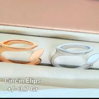 Cincin Italy IT Elips Emas Putih Rosegold 750 kadar 18k sz15,5-3,77gr-Rose