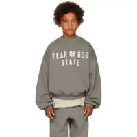 Fear Of God Essentials State Kids 90s Fit Fleece Crewneck Sweatshirt 10Y Moss