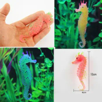 Environmental and friendly Luminous Sea Horse Hippocampus Aquarium silicone Fish Tank Decoration Free Shipping