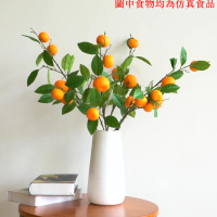 仿真橘子枝假桔子家居客廳電視柜裝飾水果樹枝擺件擺設花干花插花