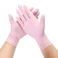 Pink Nitrile Gloves Disposable 50PCS Latex Powder Free Gloves for Women Household Cleaning Gardening Work Salon Kitchen Gloves