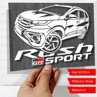 Stiker Variasi Kaca Mobil Toyota Rush GR Sport WNR Putih