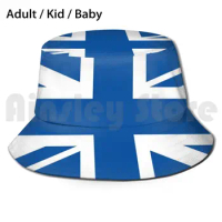 Blue &amp; White Union Jack Flag Bucket Hat Adult kid baby Beach Sun Hats Union Jack Uk Flag Everton Leicester City Glasgow