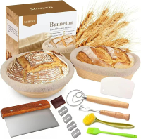 Banneton Proofing Basket Set 9" Round and 10" Oval Sourdough Bread Baking Supplies Sourdough Baskets