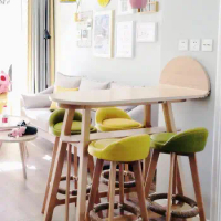Bar stool Nordic modern minimalist home solid wood high bar stool bar chair leisure back chair stool