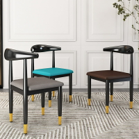 牛角椅 餐椅靠背家用椅子北歐書桌現代輕奢簡約餐廳凳子仿實木鐵藝牛角椅『XY33865』
