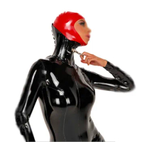 MONNIK Latex Heavy Rubber Boned Corset Collar Black 1.0mm Latex Mask Hood Neck Latex Accessories for Cosplay Catsuit Party