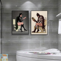 衛生間裝飾畫漫威惡搞浴室掛畫廁所洗手間個性墻面壁畫美國隊長