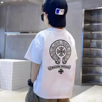 [[COD LOCAL STOCK]]White Tshirt for Kids Oversized Cotton Boy T-shirt Round Neck Short-sleeved Shirt