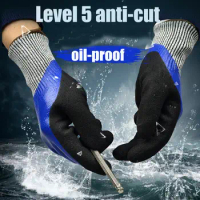 Nitrile Matte Double Coating Cut Resistant Gloves Non-Slip Water-Proof Puncture resistant Abrasion Work Gloves EN388