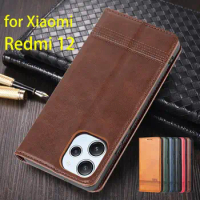 Deluxe Magnetic Adsorption Leather Fitted Case for Xiaomi Redmi 12 4G / Redmi 12 5G Flip Cover Case Protective Case Fundas Coque