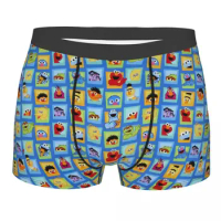 Cookie Monster Cartoon Underwear Men Print Custom Sesame Street Boxer Briefs Shorts Panties Breathable Underpants