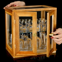 創意金箔金山白酒杯水晶玻璃烈酒杯分酒家用防塵收納木盒酒具套裝