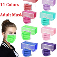10/50PC Face Mask Disposable Face Mask Mascara Solid Color 3Ply Ear Loop Breathable Mouth Face Mask Mascarillas