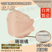 【令和】雙鋼印韓版成人3D醫療口罩4盒組-珊瑚橘(特殊色 KF94 40入/4盒)