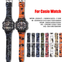 Silicone Camouflage Watch Strap For Casio AQ-S810W AE-1200/1300/SGW-300 W-S200H W-800H W-216H W-735H F-108WH W-215 AEQ-110W Band