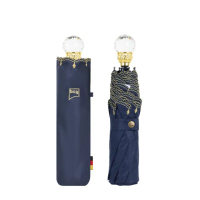 【boy】全遮光水晶刺繡晴雨傘-經典維多利亞_藍(黑膠 防曬 降溫 抗UV 隔熱 德國boy 水晶握把 權杖 歐風)