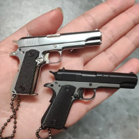 PUBG Weapon 1:3 Alloy Mini 1911 Pistol Gun Model Keychain Pendant Detachable Fake Toy Gun For Adult Kids Chrismas Gift