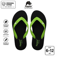 Fipper - Comfy Sandal Jepit Anti Slip Pria Wanita Original Ringan Nyaman Hitam Black / Green Apple U