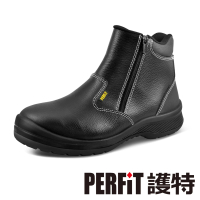 【PERFiT】防穿刺緩震安全靴 素面拉鍊黑 PTS004-BK(鋼頭鞋/止滑鞋/安全鞋/不開口笑/YKK拉鍊)