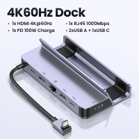 LinJn USB C Docking Station Type C ถึง HDMI 4K60Hz RJ45 PD100W Dock สำหรับ Steam Deck Nintend Switch