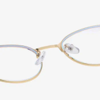 Fashion Computer Semi Rimless Frame Rivet Anti Blue Light Female Alloy Eyewear Photochromic Glasses Metal Round Glasses