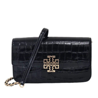【TORY BURCH】新款TB Britten系列woc 鱷魚紋斜背包(黑色/贈原廠紙袋防塵袋母親節送禮)