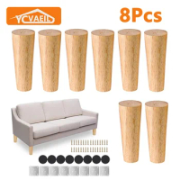 8Pcs Height 6-15cm Solid Wood Furniture Legs Inclined Cone for Sofa Bed Cabinet Coffee Table Feet Chair Wooden Replacement Feet