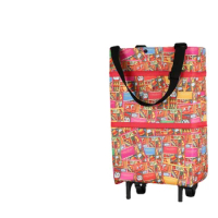 L Shopping Cart Luggage Trolley Shopping Hand Buggy Foldable and Portable Home Supermarket Shopping Bag Trailer Elderly Shopping