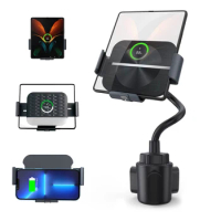 Auto Clamping Wireless Car Charger Stand for Samsung Z Fold5 4 3 VIVO X Fold Plus Fold2 Car Cup Holder Phone Mount Fast Charging