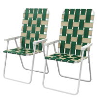 Outsunny Set of 2 Patio Folding Chairs, Classic Outdoor Camping Chairs, Portable Lawn Chairs w/ Armrests, Green