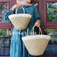 Tas Anyaman Kerajinan Mendong Pandan Model Bakul Etnik Bali Lace Bohemian
