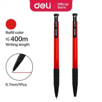 Deli pulpen 1 pc 3 warna retractable isi tinta tebal 6546 6 pcs Merah