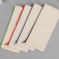Blank Canvas zipper Pencil pouches pen Pouch cases cotton cosmetic Bags makeup bag organizer