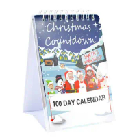 2023 Christmas 100 Day Countdown Desk Calendar Creative Cartoon Desktop Calendar Christmas Decoration Festive Reminder Planner
