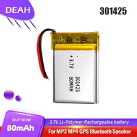 301425 3.7V 80mAh Rechargeable Lithium Polymer Battery For MP3 MP4 GPS Toys Bluetooth Headset Speaker LED Smart Watch Lipo Cell