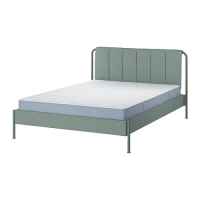 TÄLLÅSEN 雙人軟墊床框附床墊, kulsta 灰綠色/vesteröy 高硬, 150x200 公分