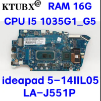 ELZ02 LA-J551P motherboard.For Lenovo ideapad 5-14IIL05 Laptop motherboard with CPU I5-1035G1 2G 100% test work