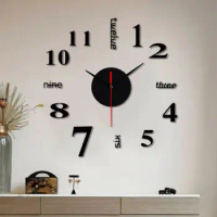 3D Mute Wall Watches Stickers Home Decorations Acrylic Mirror Surface Wall Clock Frameless Wall Sticker Clock Bedroom