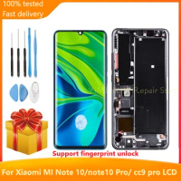 AMOLED For Xiaomi MI Note 10 note10 LCD Display Touch Screen Digitizer M1910F4G For Xiaomi mi note10 pro cc9 pro LCD with frame