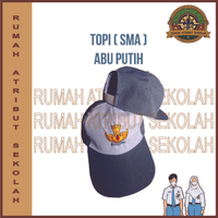 Topi SMA abu abu putih karet