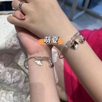 Gelang Sanli Gull Kartun Gelang Kulomi Pasangan Pacar Gelang Lonceng Ins Anjing Giok Perhiasan Kecil