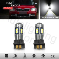 2pcs DRL Lamp Bulbs For Skoda Yeti Audi Q2 2016 2017 White PW24W PW16W PWY24W LED Daytime Running Li