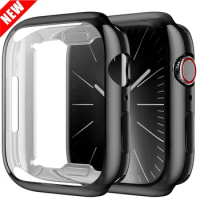 Full Cover Watch Case For Apple Watch Series 8 7 6 5 4 3 9 SE Silicone Clear Case Screen Protector iWatch 38 40 41MM 42 44 45MM