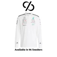 Kaos Polo Pria Adidas Mercedes AMG Petronas Formula 1 Team Long Sleeve White (JX0757) ORIGINAL L