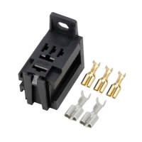 1 Set Automobile Violet Relay Socket with Terminal 12V/24V/30A Changeover Contact Modified Nylon Flame Retardant