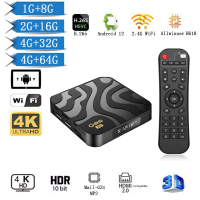 i Tv pintar Android 12 Miracast Airplay DLNA Allwinner H618 6K HDR10 5G4G Wifi 64GB Media Player H.265 Home Theater IPTV X5