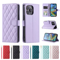 Checkered Leather Wallet Phone Case For iPhone 15 Pro Max 14 13 Mini 12 11 XS XR X SE3 2022 SE2 2020 8 7 6 6s Plus Flip Cover
