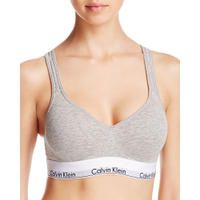 Calvin Klein Padded Bralette 棉質寬鬆緊帶零感薄襯小V運動內衣/CK內衣-灰色
